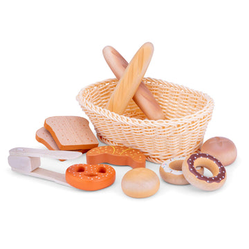 New Classic Toys Traditional Bread Basket - Pretend Play Toy for Kids Cooking Simulation Educational Toys and Color Perception T
