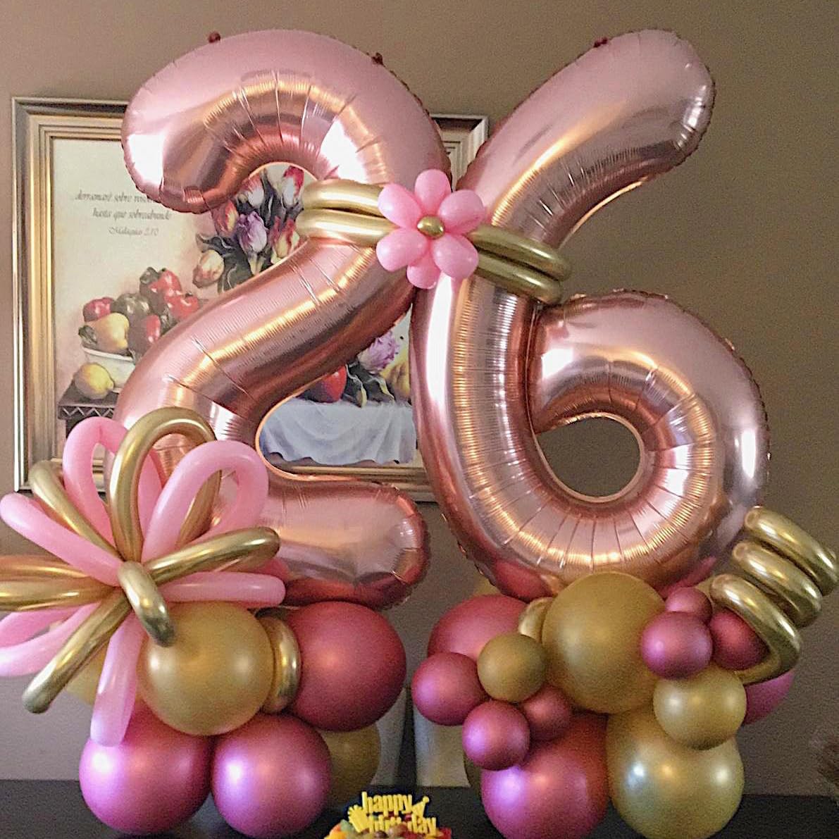 Paticool 40 Inch Rose Gold Number Balloon 6, Large Number Foil Balloons Mylar For Girl Boy Birthday Party Celebration Decoration