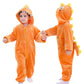 Lolanta Boys Girls Dinosaur Costume Jumpsuits Soft Halloween Animal One-Piece Kids Birthday Christmas Gift (Orange, 4-6 Years)