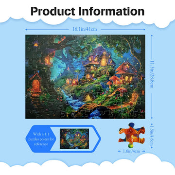 Misitu 100 Piece Puzzles For Kids Mushroom House Large Piece Puzzles 100 Pieces Puzzles For Adults Children Puzzles 100 Piece Families Challenging 100 Piece Puzzles For Seniors 16.1 X 11.3 Inch