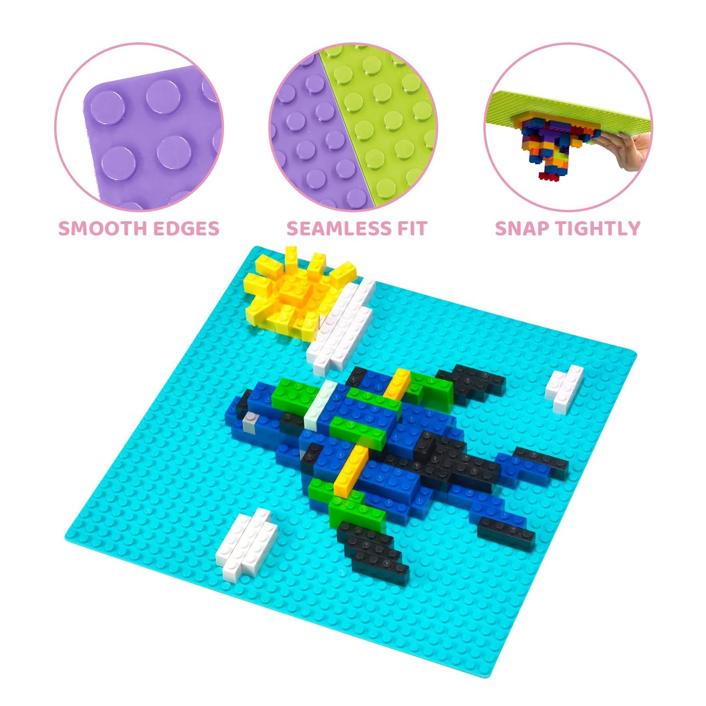 Pairez Toys 8 Pack Classic Baseplate, Square 32X32 Building Base Plates For Kids, Compatible With All Major Brands, 10' X10”, Stem Building Toys For Kids Ages 4 5 6 7 8+ (Pastel)