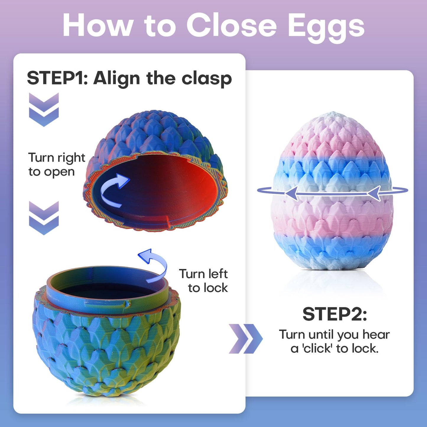 FYEFKJSA 3D Printed Dragon Eggs with Dragon Inside - 12Inch Articulated Fidget 3D Printed Animals  Interesting Decorative Gift  Easter Basket Essentials Stuffers (Random Ocean Tides)