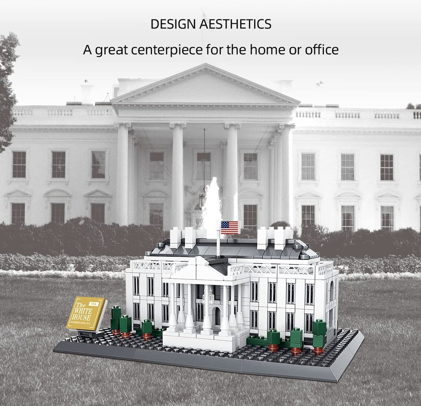 Liberty Imports White House Building Blocks Set, 770 Pieces Washington D.C. White House Famous Landmark Series - Architecture Br