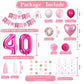 Sweet 40Th Birthday Decorations For Women, Pink And White 40 Happy Birthday Balloons, 40Th Birthday Party Supplies Including Pin