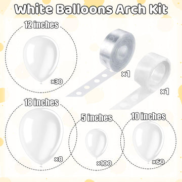 200 Pieces White Balloons Different Sizes 5 10 12 18 Inch White Balloon Arch Kit White Balloon Garland White Latex Balloon For B