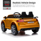 Hikiddo Electric Car For Kids, Licensed Audi 6V Kids Ride On Car Toy For Toddlers With Remote, Bluetooth - Yellow