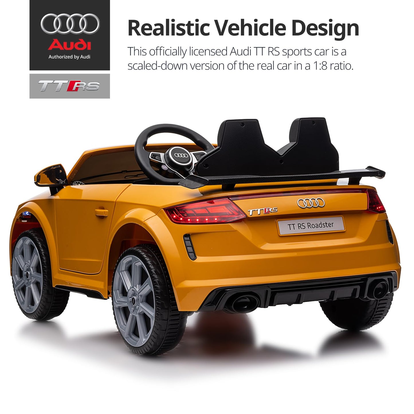 Hikiddo Electric Car For Kids, Licensed Audi 6V Kids Ride On Car Toy For Toddlers With Remote, Bluetooth - Yellow