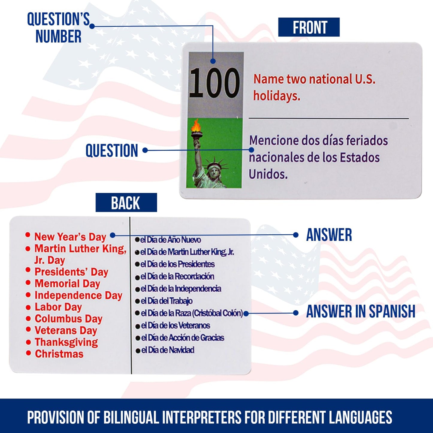Us Civic Test Flash Card 2025-100 Uscis Citizenship Flash Card (Questions & Answers) Bilingual Spanish English Naturalization St