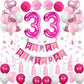 Sweet 33Rd Birthday Decorations For Women, Pink And White 33 Happy Birthday Balloons, 33Th Birthday Party Supplies Including Pin