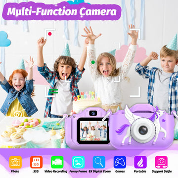 Goopow Kids Selfie Camera Toys For Girls Age 3-9, Digital Video Camera Toy With Protective Cover,Christmas Birthday Festival Gif