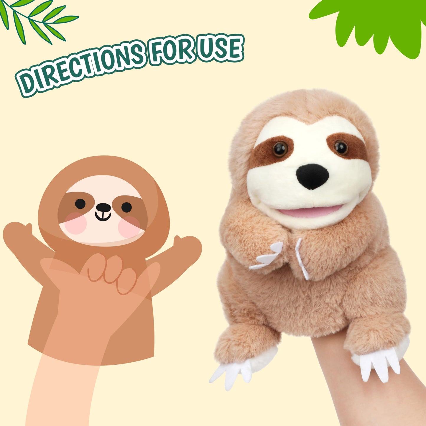 Easfan Sloth Hand Puppet With Movable Mouth Interactive Storytelling Cute Soft Plush Toy Creativity And Imagination Easter Chris