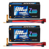 Zeee 2S Shorty Lipo Battery 5000mAh (Roar Approved) 7.4V 120C with 5mm Bullet to Deans Connector Hard Case Battery for 1/10 Scal