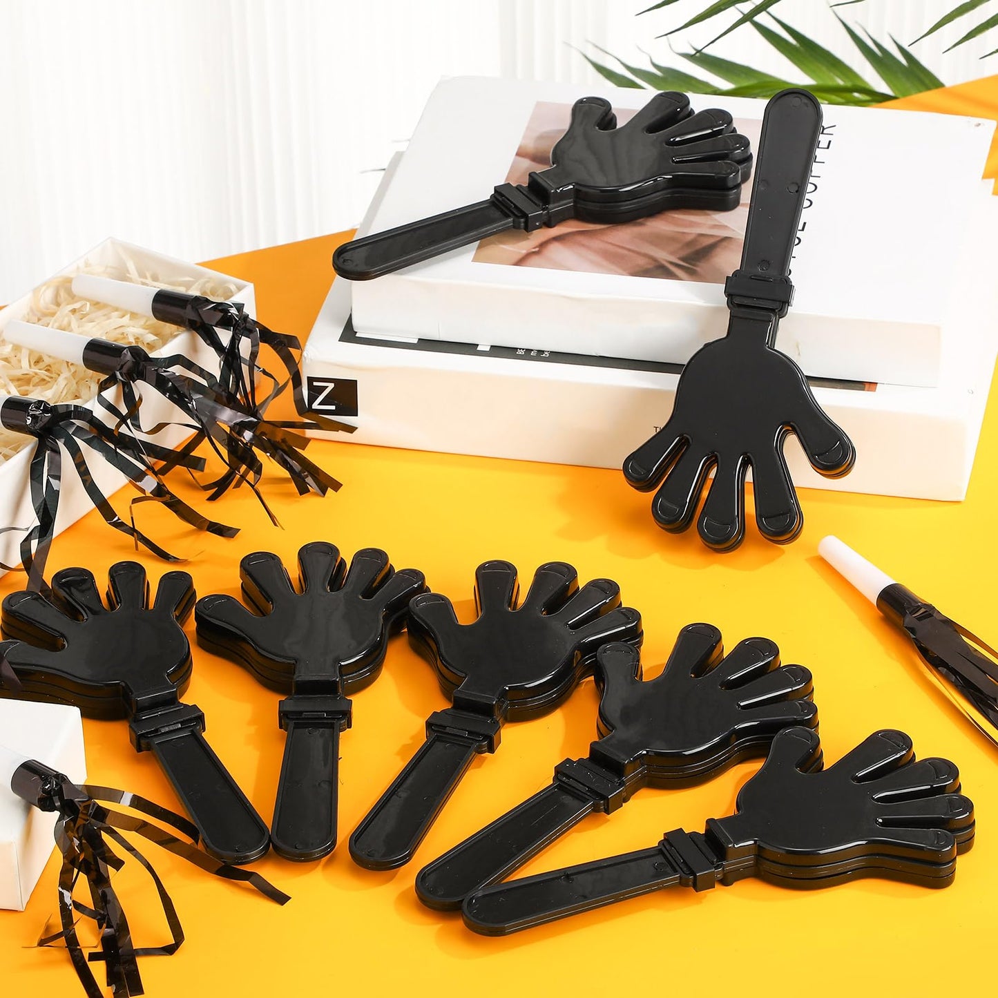 Hollowfly 48 Pack Party Noisemakers New Years Eve Party Supplies Include 24 7.5 Inch Large Hand Clappers 24 Blowers Whistle for