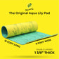 Aqua Lily Pad 15' Floating Foam Island Mat - Large Water Playground, Green/Yellow, with Storage Straps and Pad Protectors