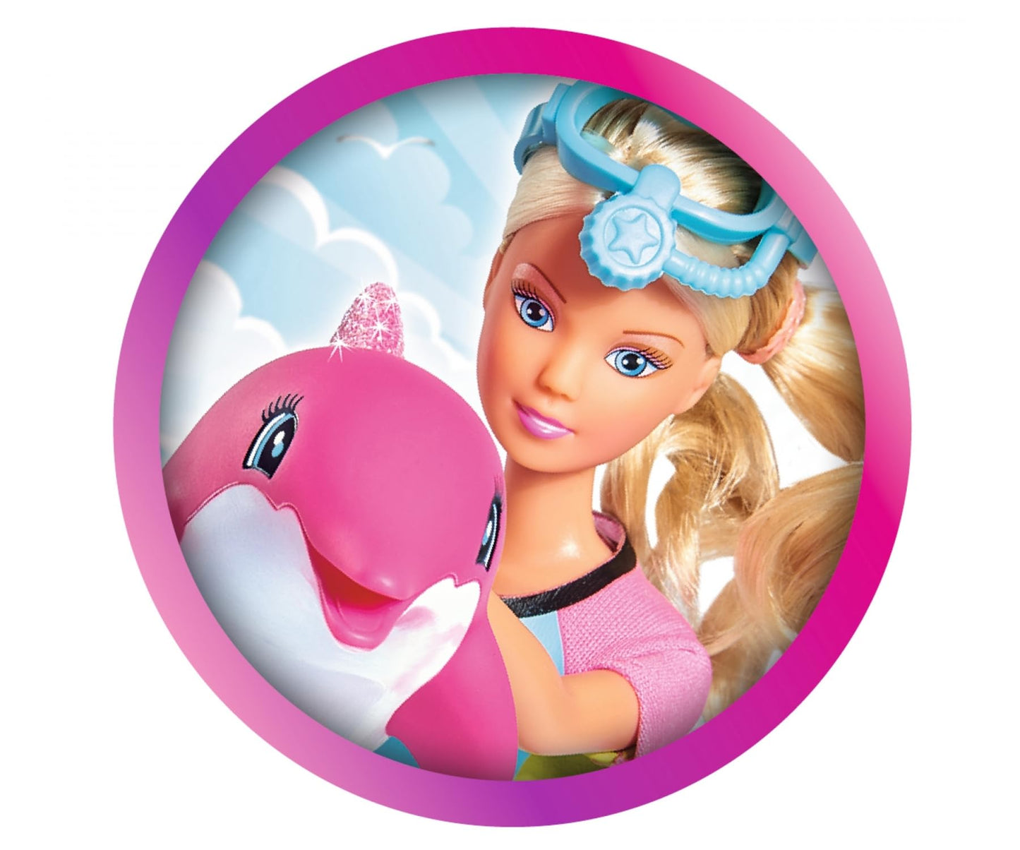Simba Dolphin Fun Doll Playset - 29 cm, Pink, Plastic, Model 105733201