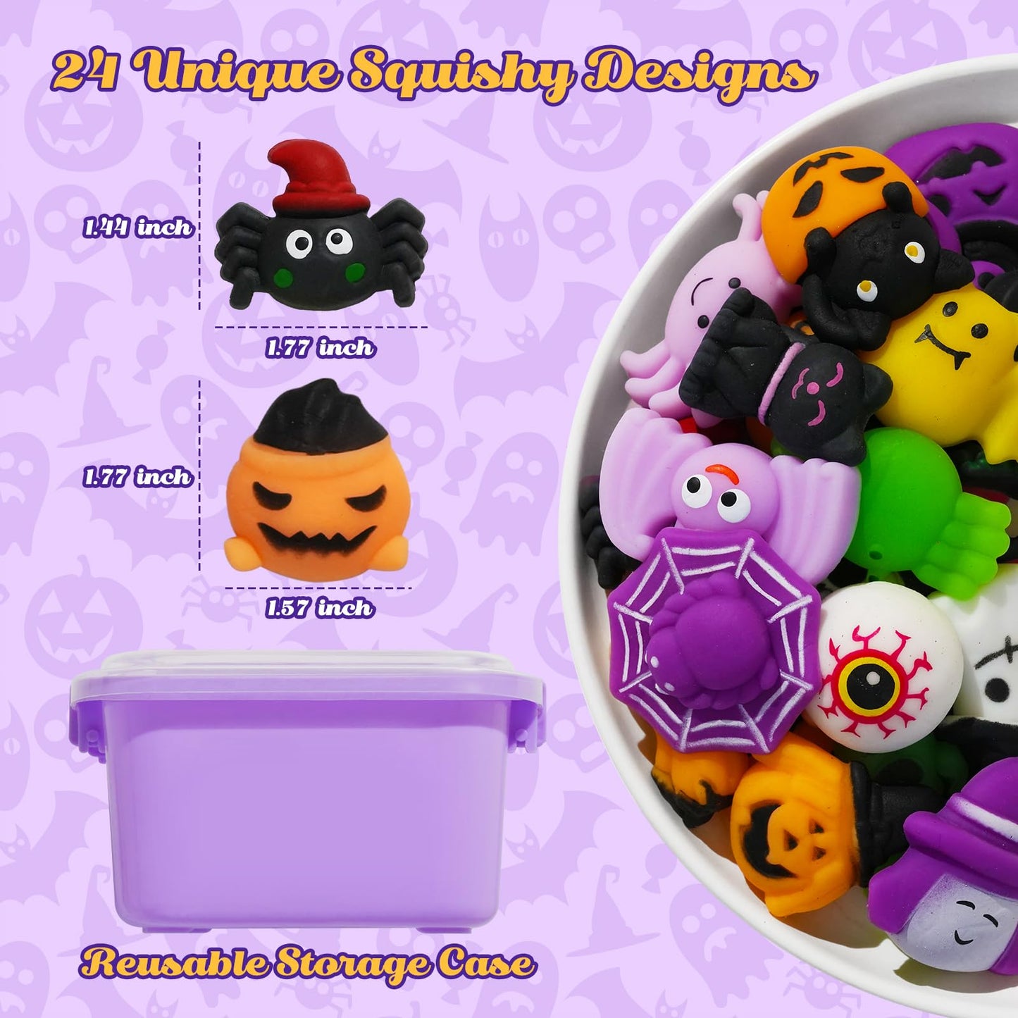 24PCS Halloween Mochis Squishies for Kids  Mochi Squishy Toys Bulk  Halloween Fidget Toys for Trick or Treat  Basket Goodie Bags Stuffers  Treasure Box  Boys  Girls  Classroom Party Favors  Gifts