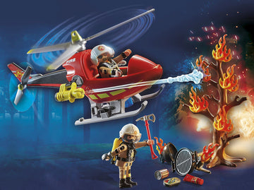 Playmobil 71195 City Action Fire Helicopter, Air-Based Playset With Firing Cannon, Fun Imaginative Role-Play, Playset Suitable For Children Ages 4+