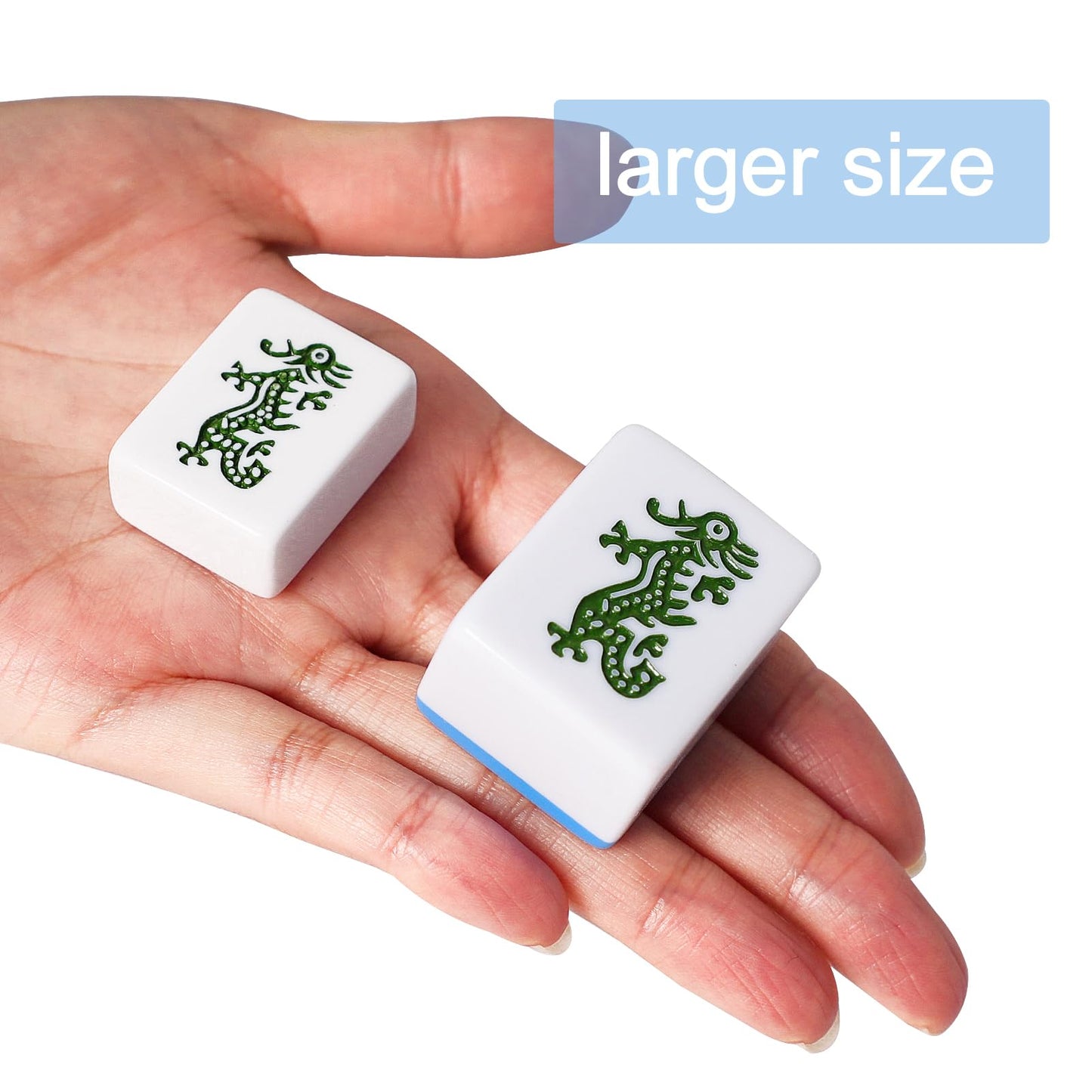GUSTARIA American Mahjong Game Set, Mahjong Tile Set with 166 Numbered Large Tiles (1.5'', Blue), Mahjong Tiles Set with Brown C