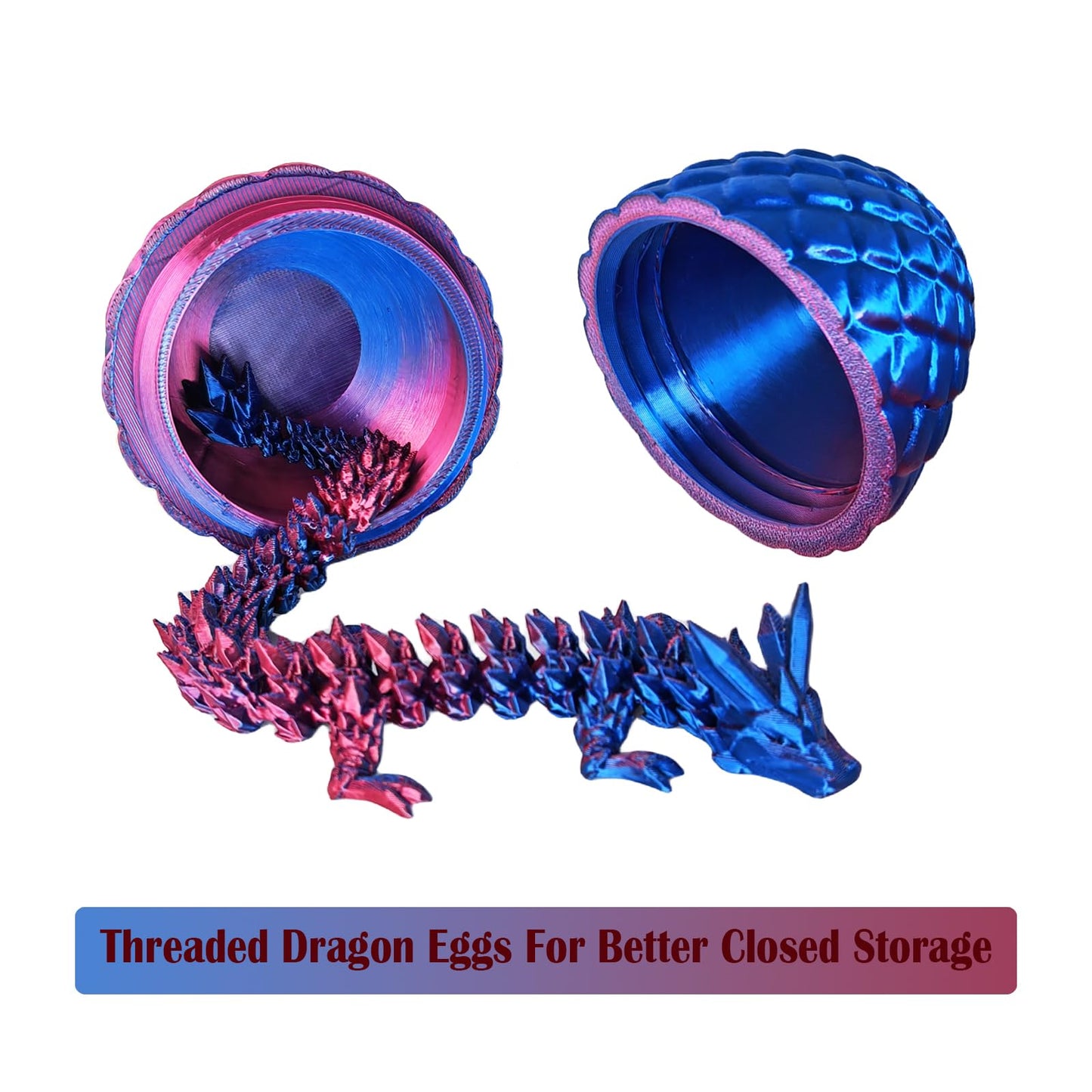 Yanzhe 3D Printed Dragon Egg Articulated Crystal Fidget Toy For Adults And Mystery Dragon Egg For Autism And Adhd (Laser Purple
