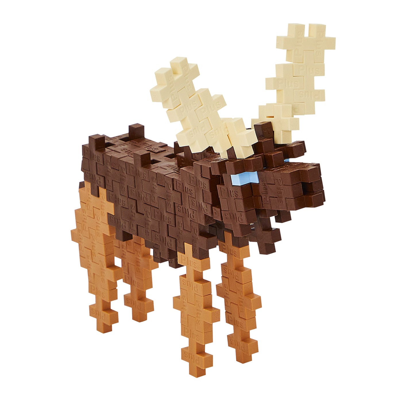 PLUS PLUS 3D Animal Building Block Set - 70 Mini Interlocking Pieces, Fun STEM Toys for Kids, Moose Mini Maker Tube, Red