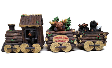 Slifka Sales Co. 3 Piece Bear And Moose Woodland Express Holday Decor Train