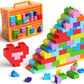 97Pcs Building Blocks Set With Storage Box & Base Plate - Stem Educational Toys For Toddlers, Kids Ages 3+, Compatible With Majo