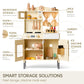 Giant Bean Wooden Play Kitchen, Toddler Kitchen Playset, With Microwave Play Sink Ice Maker Oven Cookware Accessories Playset, P