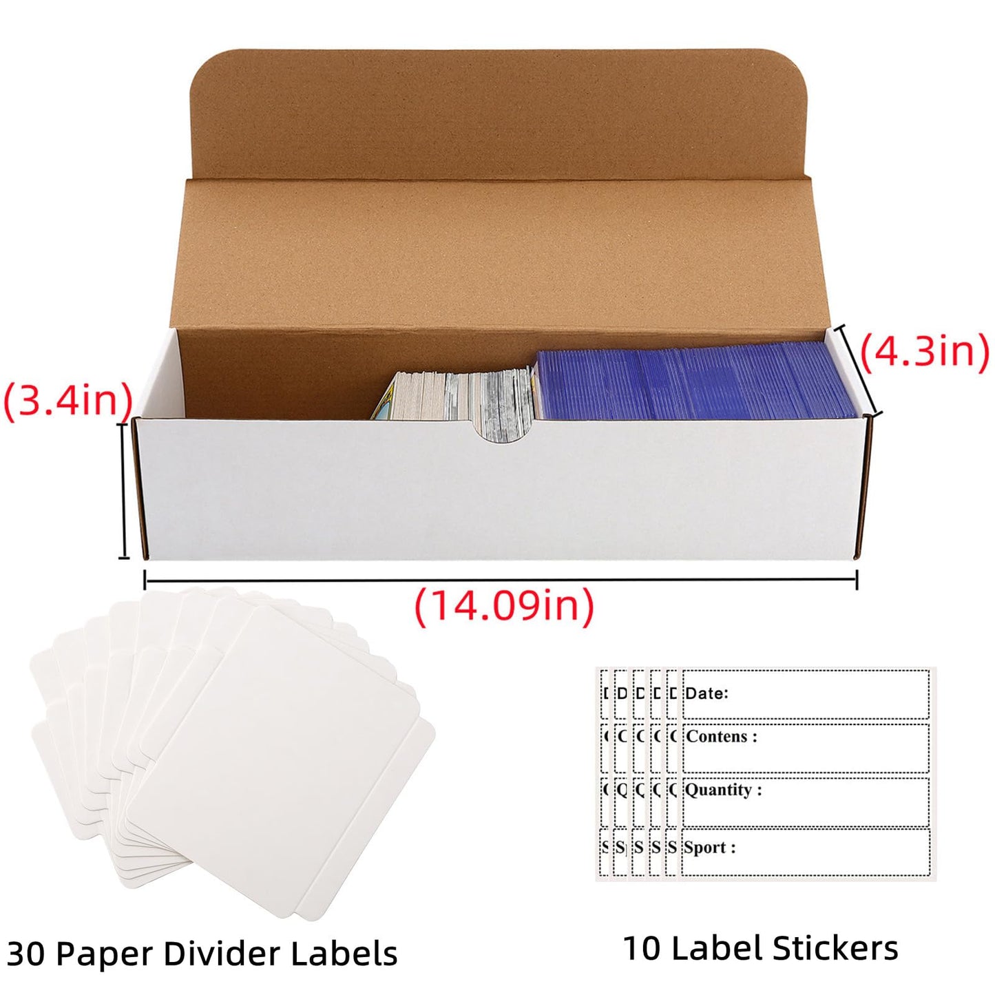 Card Box 8 Pack-6400 Count,Trading Card Storage Box With 30 Dividers&10 Labels,Card Organizer Corrugated Cardboard Storage,Card