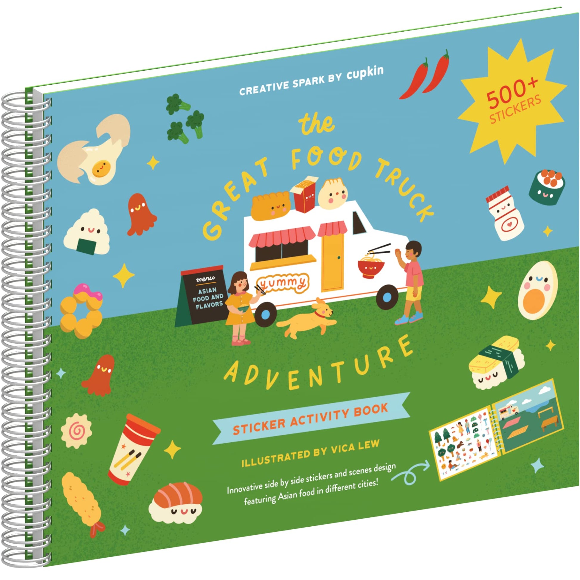 Food Truck Sticker + Coloring Book (500+ Stickers & 12 Scenes) By Cupkin - Side By Side Sticker Adventure Time Activity Books Fo