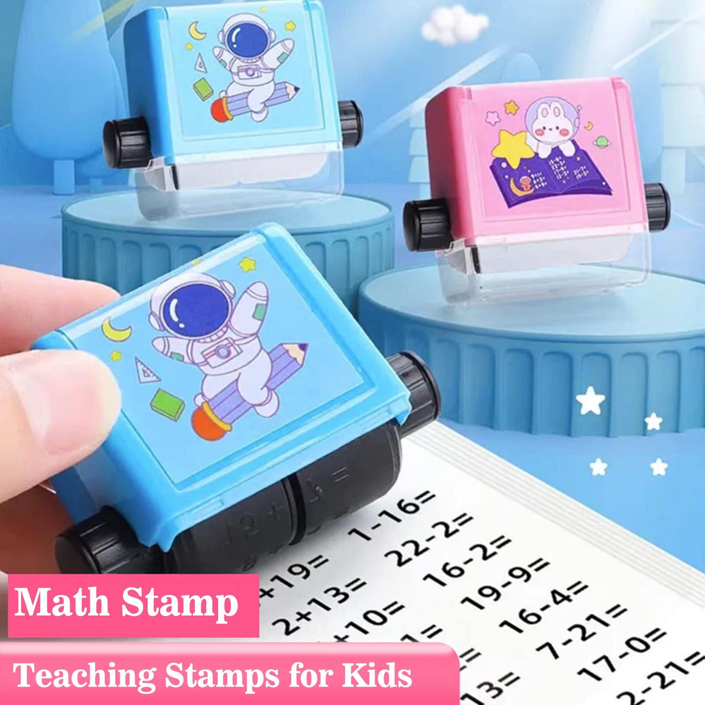 4PCS Smart Math Stamp Set - Reusable Roller Tools for Addition, Subtraction, Multiplication & Division Practice, Educational Sup