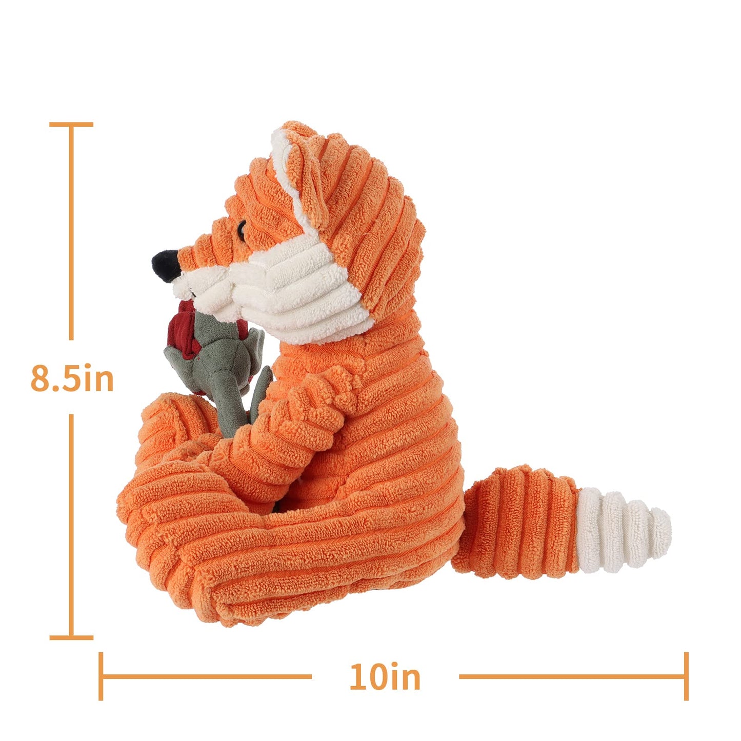 Apricot Lamb Toys Plush Corduroy Orange Fox With Rose Stuffed Animal Soft Cuddly For Kids Girlfriend Mother'S Day Valentine'S Day, 8.5 Inches