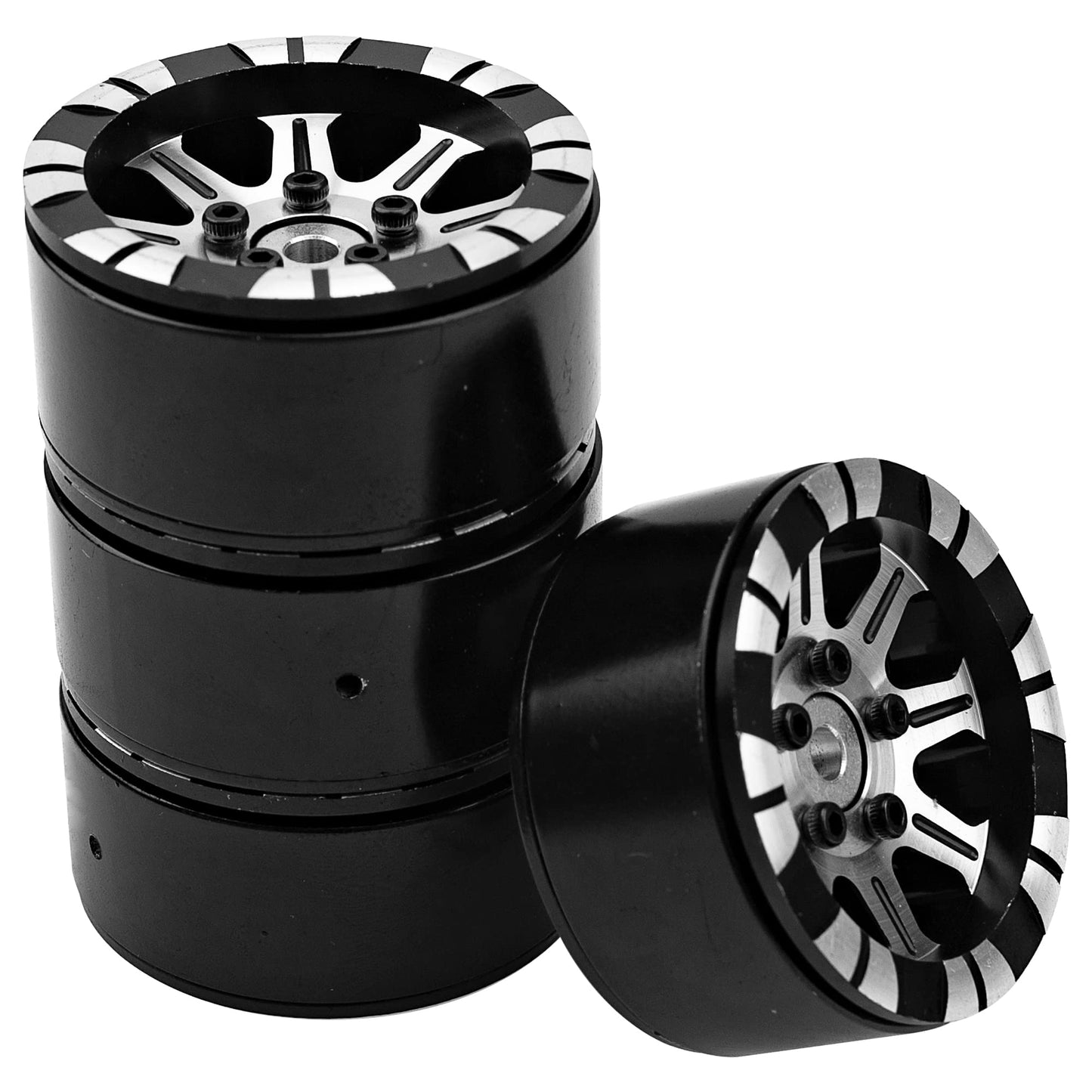 4Pack HIRCQOO Metal 1.9 inch Beadlock Wheel Rims 12 Hex Hubs CNC Machined Compatible with Axial SCX10 90046 SCX10-III Redcat Gen