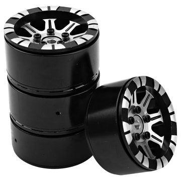 4Pack HIRCQOO Metal 1.9 inch Beadlock Wheel Rims 12 Hex Hubs CNC Machined Compatible with Axial SCX10 90046 SCX10-III Redcat Gen