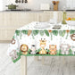 Lopeastar 3Pieces Jungle Safari Tablecloths Animal Print Table Cover, Sage Green Baby Shower Decorations Zoo Birthday Party Supp
