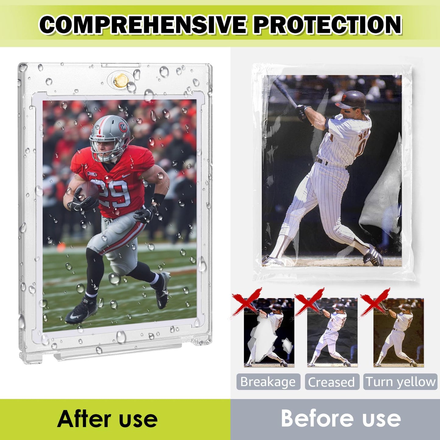 130Pt Magnetic Card Holders For Trading Cards, 18Ct One Card Touch Holder Baseball Card Thick Protectors Hard Plastic Magnetic C