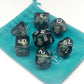 PJOY Black Resin Dice Set DND Dice with Iridescent Mylar Inclusion Polyhedral Dice D&D Dungeons and Dragons Accessories Gifts