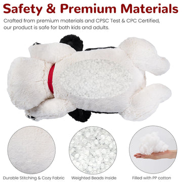 Meowtastic Black & White Dog Weighted Stuffed Animals - 22 Inch 4.5 Pounds Weighted Plush Dog Stuffed Animals - Big Stuffed Dog Plush Pillow - Cute Plush Toys Gifts For Kids & Adults (22' 4.5 Lbs)