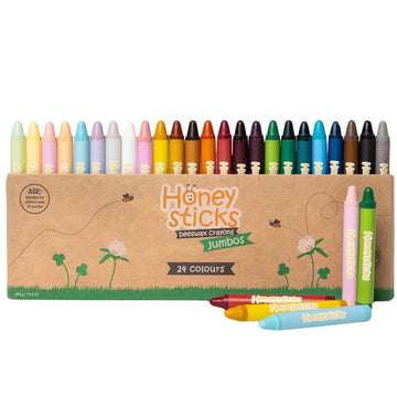 Honeysticks Jumbo Crayons (24 Pack) - 100% Pure Beeswax Crayons - Non Toxic Crayons For Kids - Large Crayons, Easy To Hold And Use, Unbreakable, Eco Friendly, Preschool Art Supplies, For Kids 2-4, 4-8