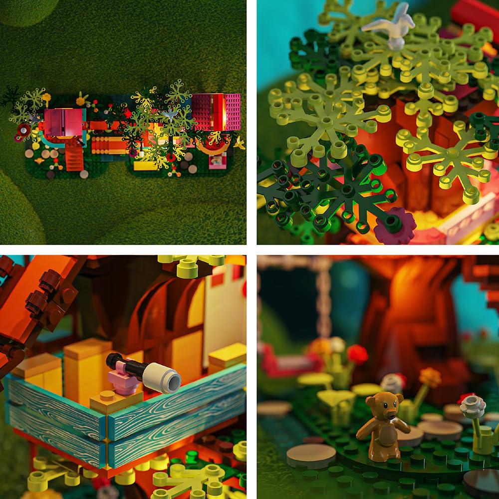 Ravayo Creative Tree Building Block Set With Led,958Pcs Mini Brick Toy Gifts For Kids Girls Age 10 11 12 14