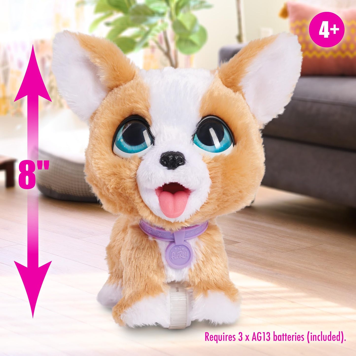 Just Play furReal Poop-A-Lots Corgi 8-inch Plush Stuffed Animal, Multicolor, Interactive Pooping Puppy with Leash, Model 28057