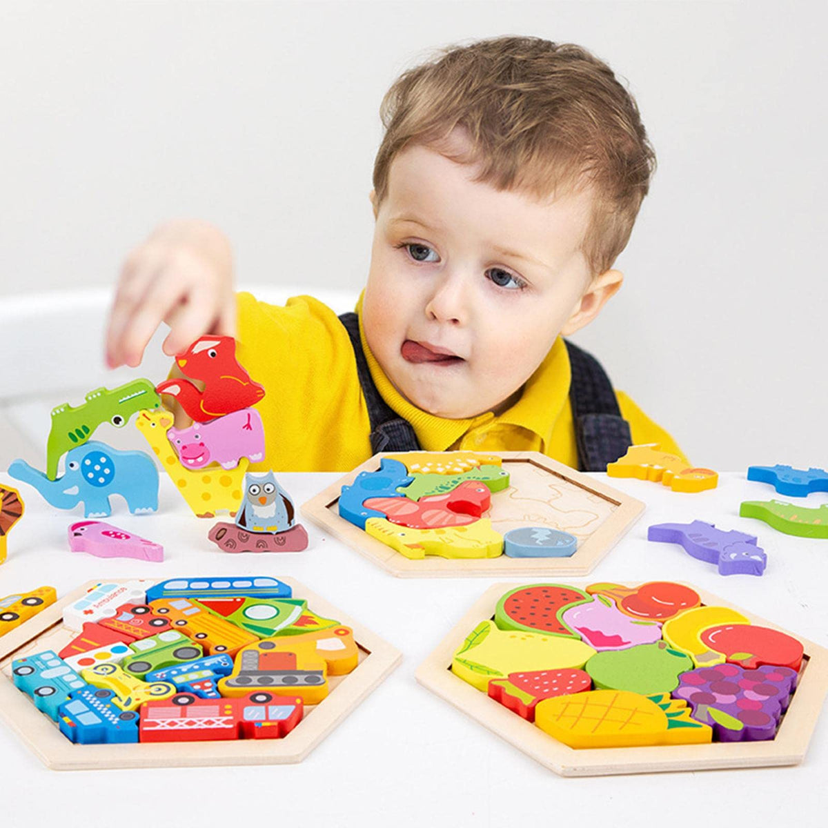 Atorse Wooden Jigsaw Puzzles Sorting Stacking Blocks Educational Toy Fruit|Baby | Toys For Baby | Developmental Baby Toys