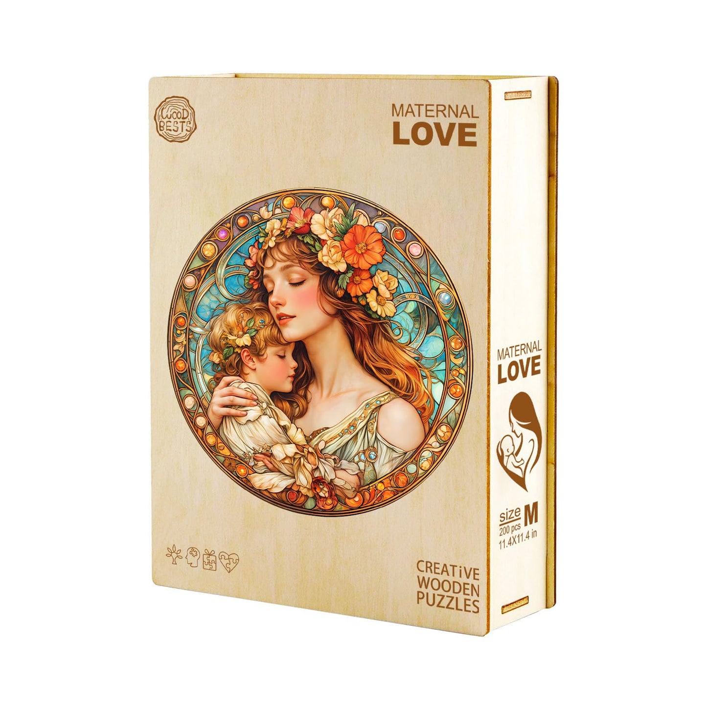 Jigfoxy Wooden Puzzle for mature-themeds  Mom Mary Jigsaw Puzzles for mature-themed  Unique Animal Shape Wood Cut Puzzles  Christmas Thanksgiving Gifts for Friends Family (L-13.4 * 13.4in-300pcs)