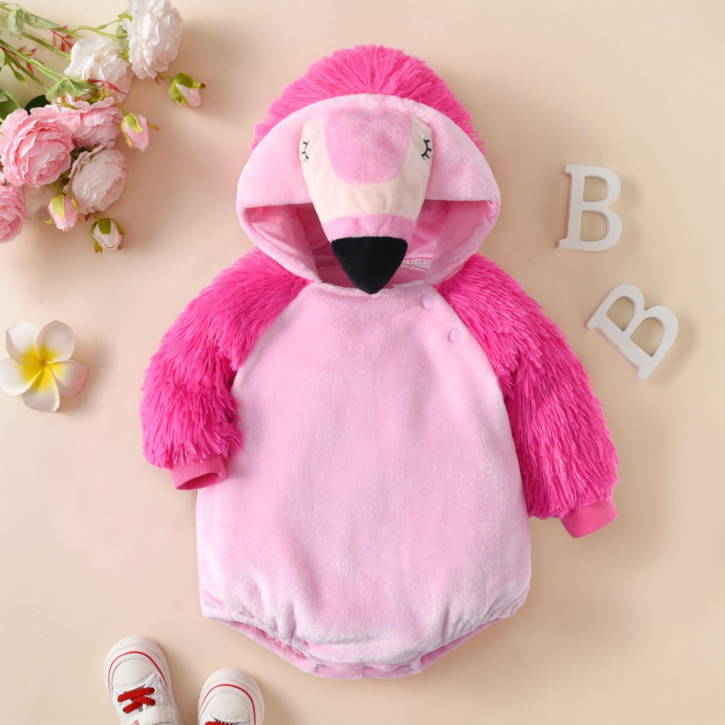 BABWWNIX Toddler Baby Boy Girl Halloween Animal Costume Fuzzy Warm Hooded Romper Funny Cosplay Zip-Up Jumpsuit Outfits Gifts (E-