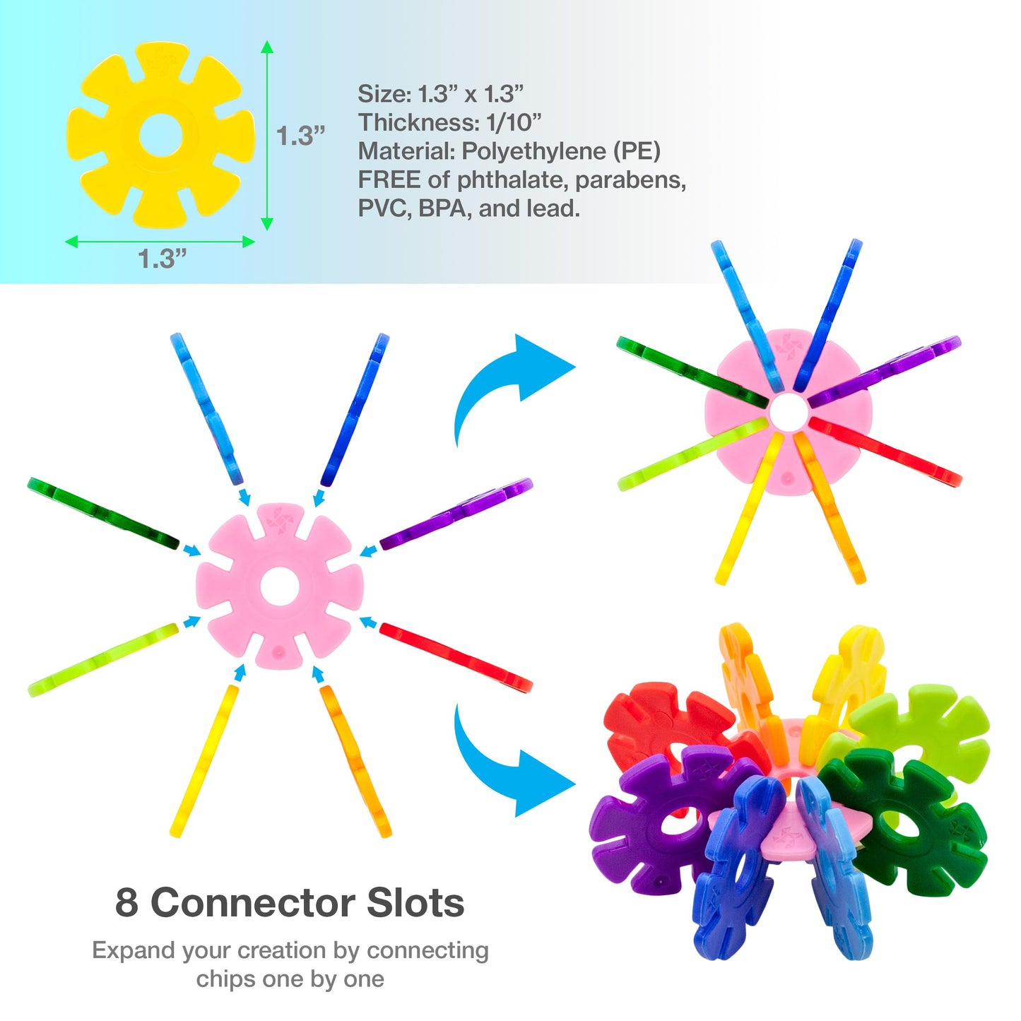 Picassotiles Building Chip Interlocking Disc Construction Blocks In Yellow Color Stem Learning Early Education Toy Engineering P