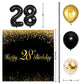 Happy 28Th Birthday Balloons Black Set Decor - Cheers To 28 Years Old Party Theme Garland Banner Backdrop Decorations For Women