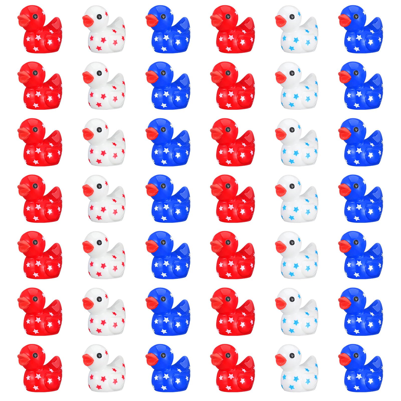 Arrowbash 60 Pieces Patriotic Mini Resin Ducks Small 4Th Of July Ducks Bulk Mini Resin Animals Red White And Blue Duck For Indep