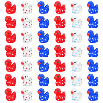 Arrowbash 60 Pieces Patriotic Mini Resin Ducks Small 4Th Of July Ducks Bulk Mini Resin Animals Red White And Blue Duck For Indep