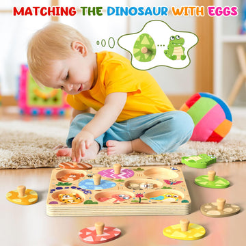 Zeoddler Wooden Puzzles For Toddlers, 8 Pcs Animal Matching Egg Puzzle, Montessori Toys For Boy Girl Easter Birthday Gifts, Preschool Learning Activities & Educational Toys For Boys, Girls