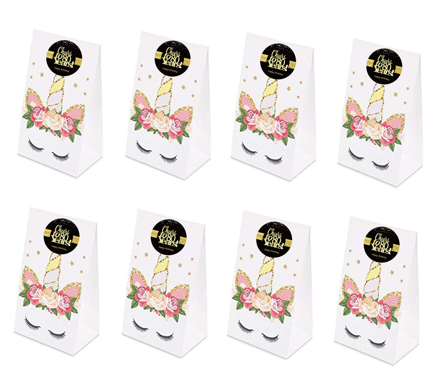 Sumerk 48 Pcs Cheers To 80 Stickers Large Bottle Stickers 80Th Birthday Stickers Card Seals 2 Inches Round Happy Birthday Party