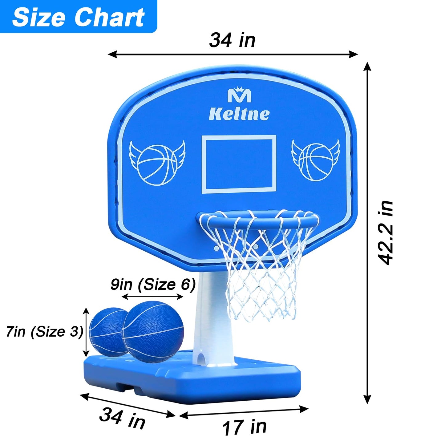 Pool Basketball Hoop Poolside, Large Pool Summer Water Basketball Hoop Game Toys with Lengthen Sturdy Base for Kids Boys Girls,
